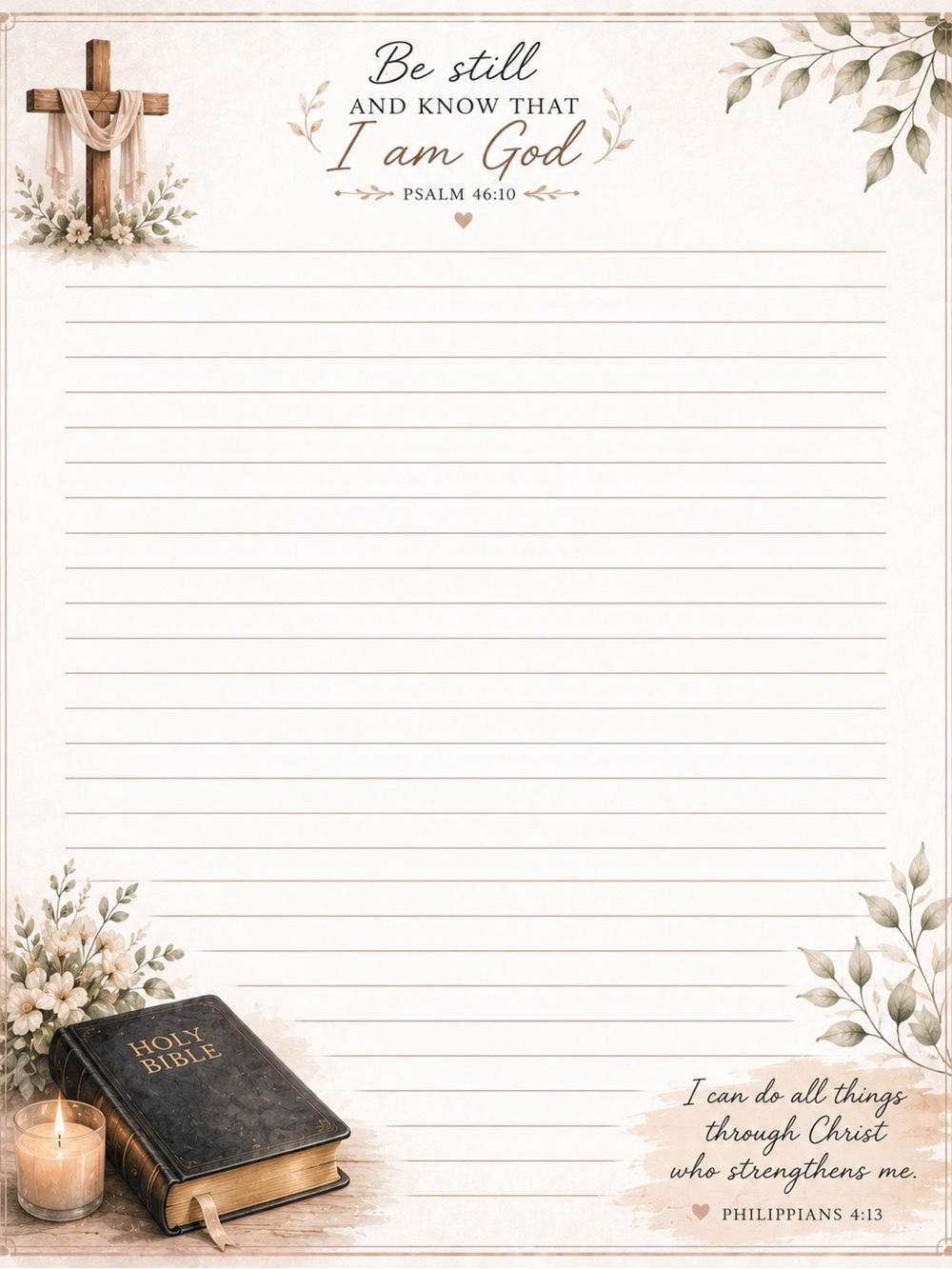 50 page notepad Inspirational Christian Lined Cream